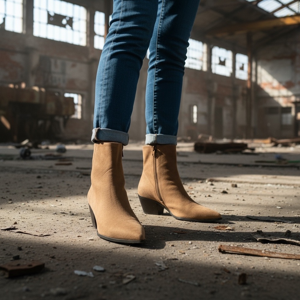 LINEA PAOLO Women's Light Tan Suede Sadie Block Heel Bootie Classic Size 12 - Picture 1 of 9